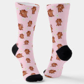 Pink Kawaii Highland Cows Seamless Pattern Socken (Gewinkelt)