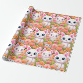 Pink Kawaii Kitty Geschenkpapier (Ungerollt)