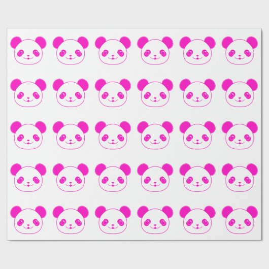 Pink Kawaii Panda Bear Geschenkpapier (Flach)