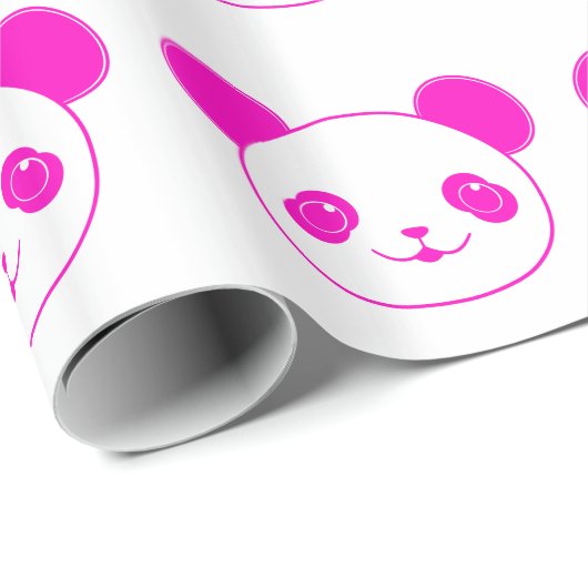 Pink Kawaii Panda Bear Geschenkpapier (Rolleneckpunkt)