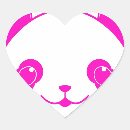 Pink Kawaii Panda Bear Herz-Aufkleber (Vorderseite)