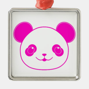 Pink Kawaii Panda Bear Ornament Aus Metall