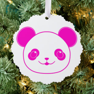 Pink Kawaii Panda Bear Ornament Karte