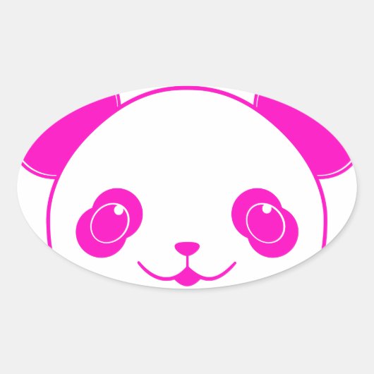 Pink Kawaii Panda Bear Ovaler Aufkleber (Vorderseite)