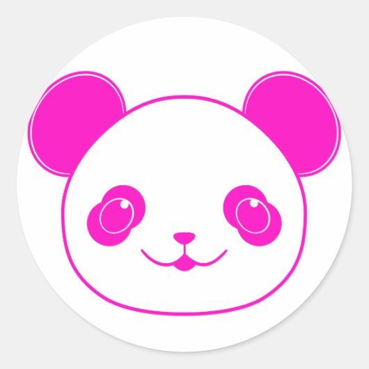 Pink Kawaii Panda Bear Runder Aufkleber (Vorderseite)