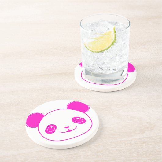Pink Kawaii Panda Bear Sandstein Untersetzer (Seite)