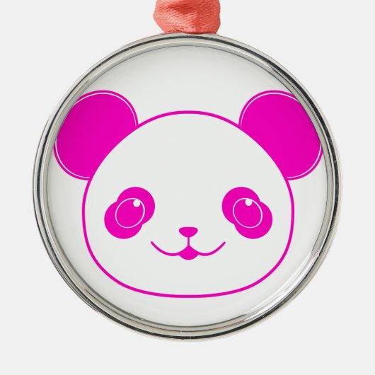 Pink Kawaii Panda Bear Silbernes Ornament (Vorne)