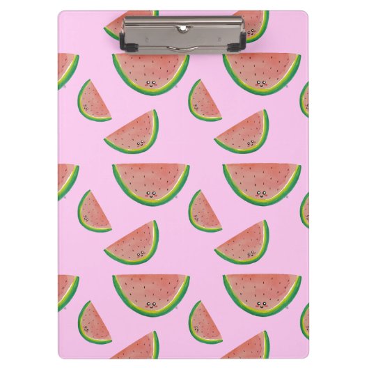 Pink Kawaii Watermelon Klemmbrett (Vorderseite)