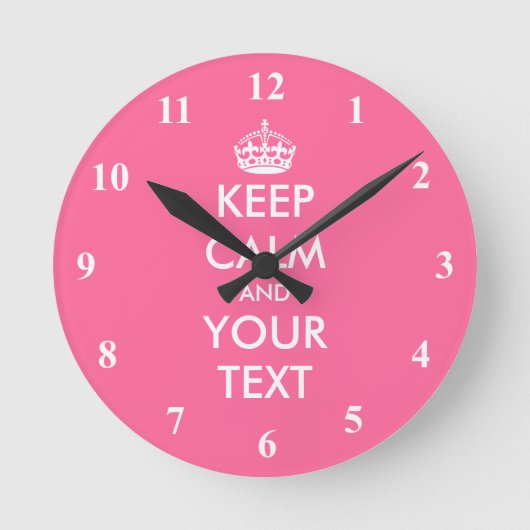 Pink Keep Calm wall clock | Custom vintage design Runde Wanduhr (Vorderseite)