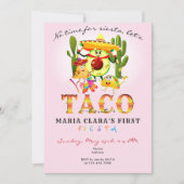 Pink keine Zeit für Siesta Erster Fiesta 1. Geburt Einladung (Vorderseite)