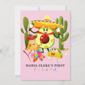 Pink keine Zeit für Siesta Erster Fiesta 1. Geburt Einladung (Rückseite)