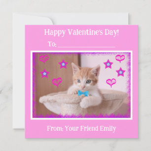 Pink Kids Funky Kitten Klassenzimmer Valentine's Feiertagskarte
