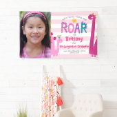 Pink Kindergarten Abschluss Foto Dinosaur Girl Banner (Insitu)