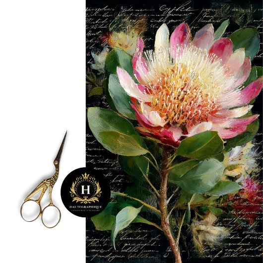 Pink King Protea Blumen Decoupage Seidenpapier