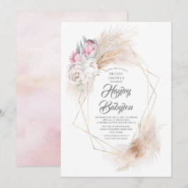 Pink King Protea und Pampas Grass Brautparty Einladung