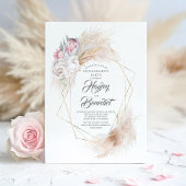 Pink King Protea und Pampas Grass Engagement Party Einladung
