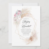 Pink King Protea und Pampas Grass Moderne Hochzeit Einladung (Vorderseite)