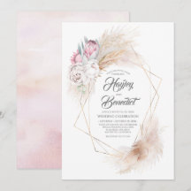 Pink King Protea und Pampas Grass Moderne Hochzeit