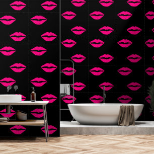 Pink Kiss Lippt Farbschwarz Tapete