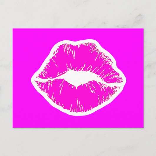 Pink Kiss lips lipstick Make-Beauty-Mode Liebe Postkarte (Vorderseite)