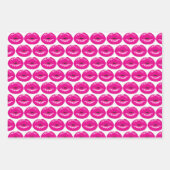 Pink Kiss Lips Wrapping Paper Set Geschenkpapier Set (Vorderseite)