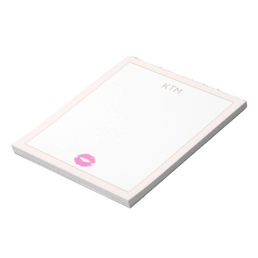 Pink Kiss Monogram Notizblock (Rotiert)