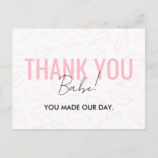 Pink Kiss Pattern Business Danke Karte (Vorderseite)