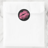 Pink Kiss Runder Aufkleber (Tasche)