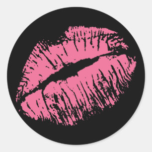 Pink Kiss Runder Aufkleber