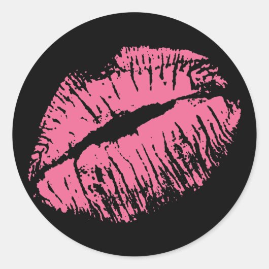 Pink Kiss Runder Aufkleber (Vorderseite)