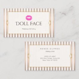 Pink Kiss Vintag Makeup Artist Goldstreifen Schönh Visitenkarte