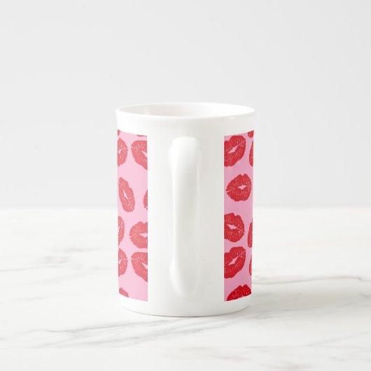 Pink Kisses Love Printed Coffee Mug Cup Porzellantasse (Rückseite)
