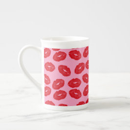 Pink Kisses Love Printed Coffee Mug Cup Porzellantasse