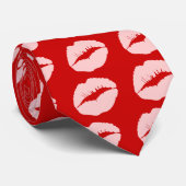 Pink Kissy Lips Krawatte (Gerollt)