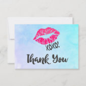 Pink Kissy Lips mit Xoxo! Danke (Vorderseite)