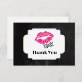 Pink Kissy Lips mit Xoxo! Gold auf schwarz Danke (Vorne/Hinten)