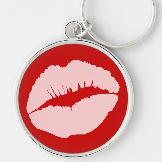 Pink Kissy Lips Schlüsselanhänger (Vorne)