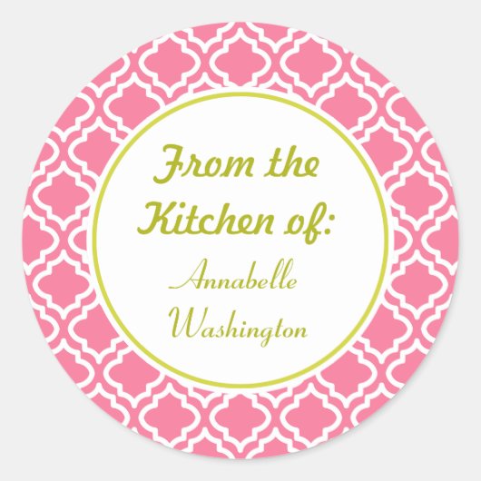 Pink Kitchen Backgeschenke Sticker (Vorderseite)