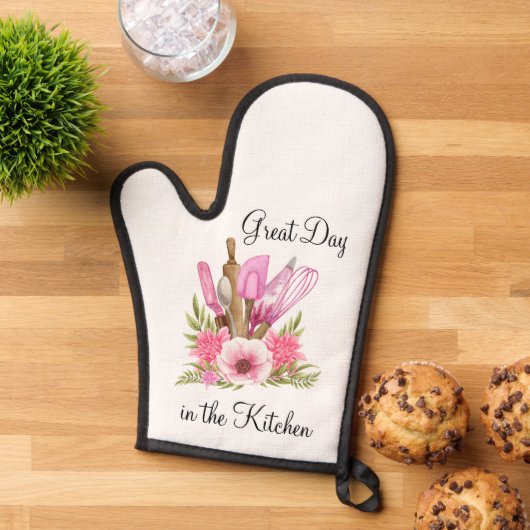 Pink Kitchen Blume Oven Mitt Pot Holder Ofenhandschuh (Oben unten)