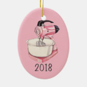 Pink Kitchen Mixer Keepake Jahr Keramik Ornament (Hinten)