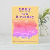 Pink Kites Zeichnend Kindergeburtstag Party Einladung (Stehend Vorderseite)