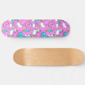 Pink Kitschy glittery lustiges Unicorn und Kitty Skateboard (Horizontal)