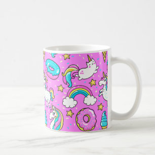 Pink Kitschy glitzerndes, lustiges Unicorn und Kit Kaffeetasse