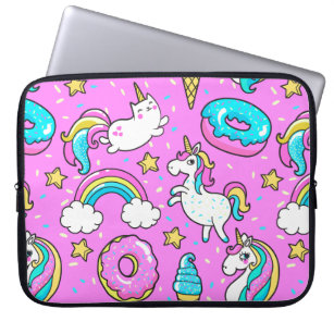 Pink Kitschy glitzerndes, lustiges Unicorn und Kit Laptopschutzhülle