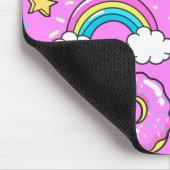 Pink Kitschy glitzerndes, lustiges Unicorn und Kit Mousepad (Ecke)