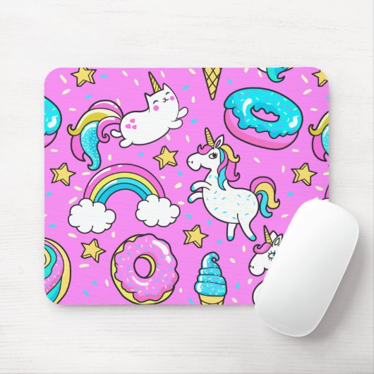 Pink Kitschy glitzerndes, lustiges Unicorn und Kit Mousepad (Mit Mouse)