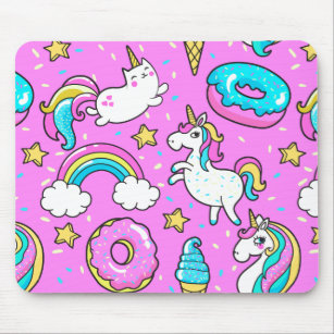 Pink Kitschy glitzerndes, lustiges Unicorn und Kit Mousepad