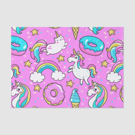 Pink Kitschy glitzerndes, lustiges Unicorn und Kit Seidenpapier (Vorderseite)