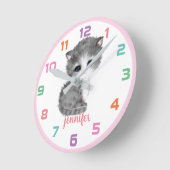 Pink Kitte Katze farbenfrohe Kinder Uhr (Winkel)