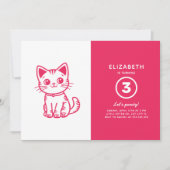 Pink kitten birthday party einladung (Vorderseite)